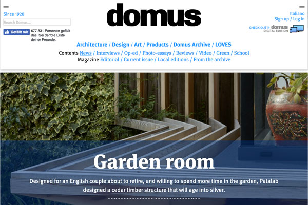 Screenshot of Domus website, an online design platform