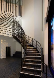 Curved sculptural steel staircase