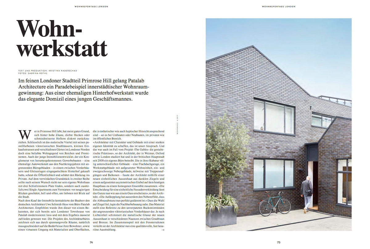 The Gable Projektseiten aus dem schweizer Designmagazin Wohnrevue vom April 2017