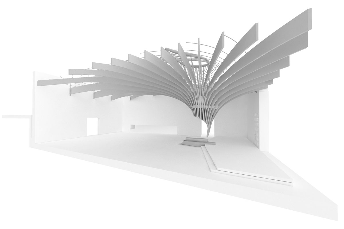 Centenary Chapel, 3d drawing of main chapel space and roof structure