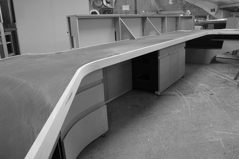 Manufacturing of leather reception desk