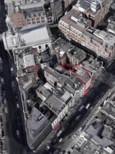 Aerial view of 18 Conduit Street in Mayfair, central London
