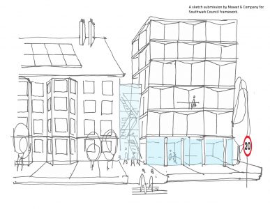 Southwark framework, Mowat & Company sketch