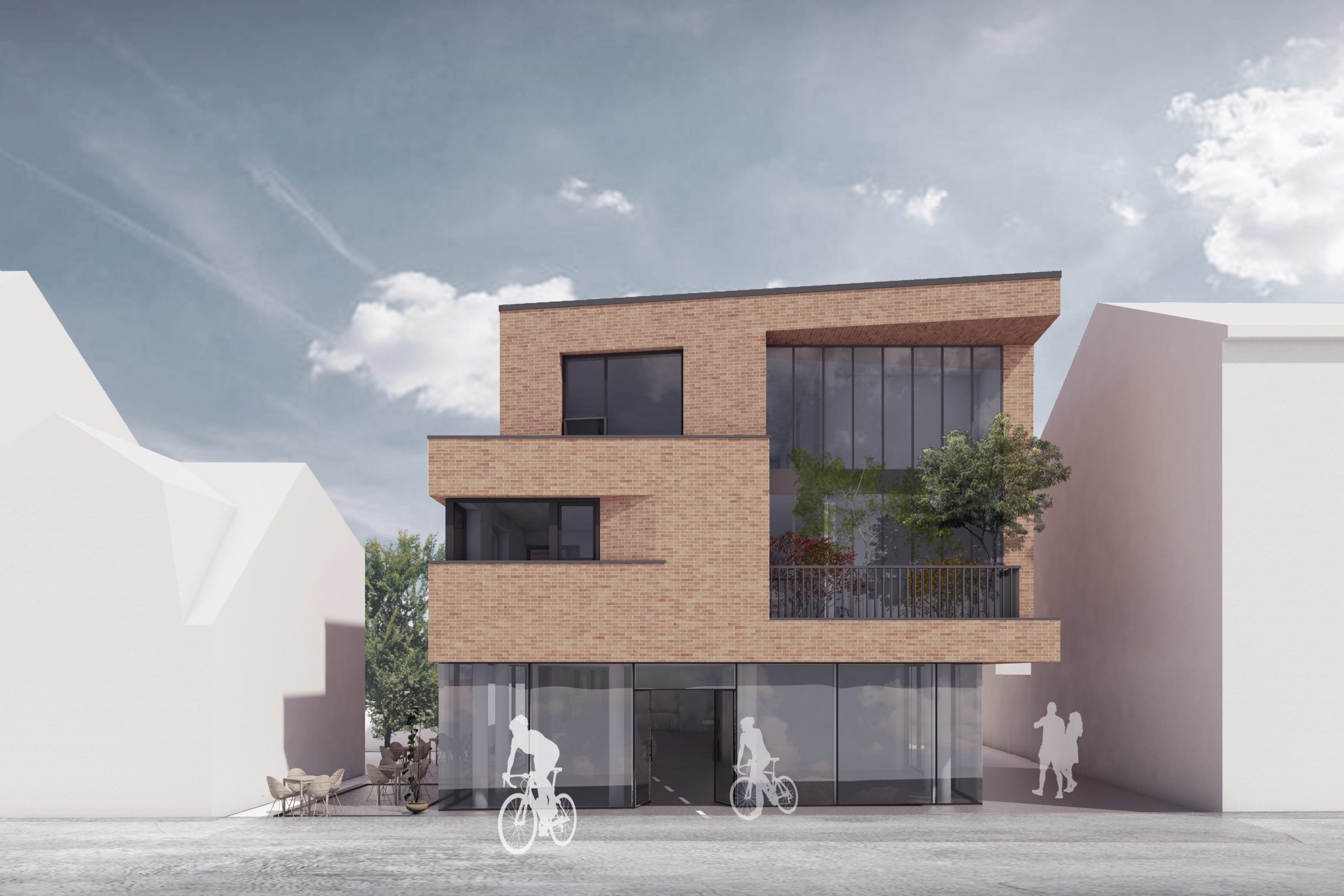 Neubau Wohn und Geschäftshaus, Visualisierung Straßenfassade