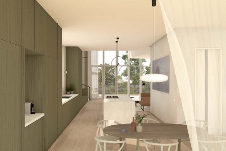 Lake House: interior visualisation of contemporary new build residence. kitchen