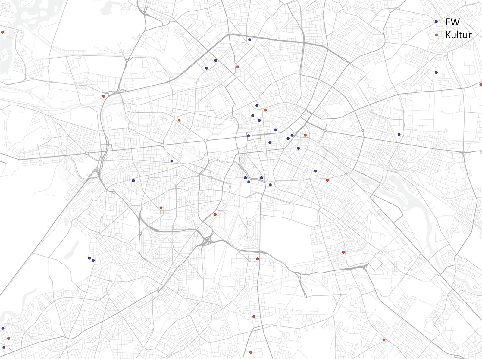 Bauen ohne Barriere: Karte Berlin mit untersuchten Geäuden