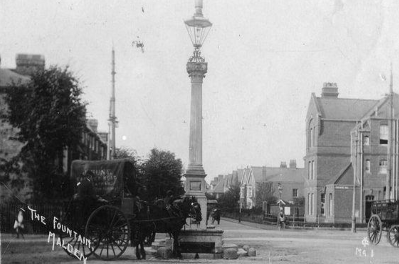 Gateway to New Malden: historic photograph of fountain
